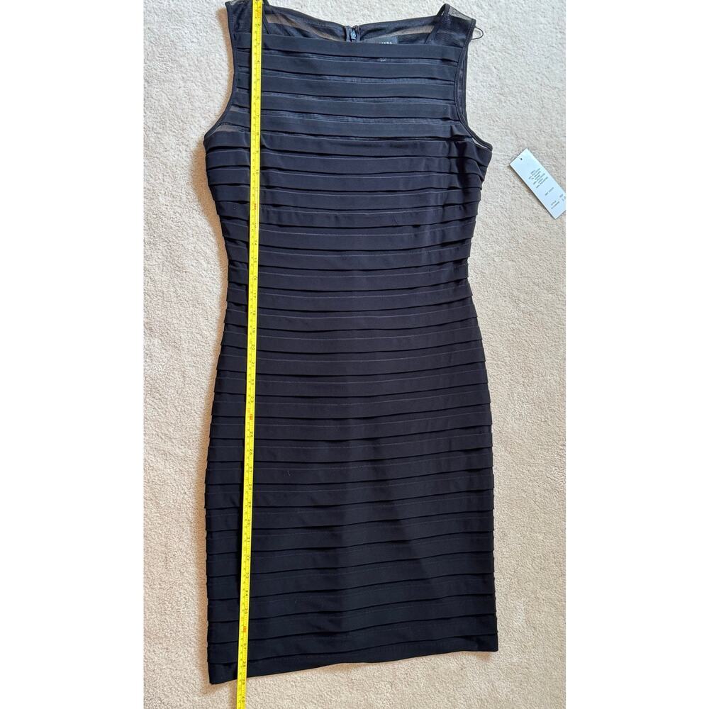 Adrianna Papell NEW Black Shutter Pleat Midi Dress Sleeveless Cocktail Size 10 - Picture 11 of 14